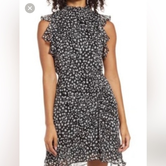 Rushed front with tie sleeveless Sam Edelman dress 14 daisy print - Picture 1 of 12